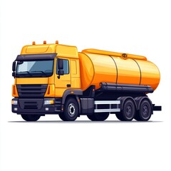 Fototapeta premium Oil Tanker Truck mockup isolated on white background. Fuel Truck mockup. Industrial Vehicle. Gasoline Tanker Truck. Heavy Oil Transport Truck. Oil Tanker Design Element. Tanker Truck mockup isolated.