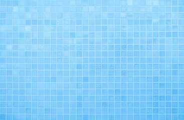 Blue light ceramic wall chequered and floor tiles mosaic background in bathroom, kitchen. Design pattern geometric with grid wallpaper texture decoration pool. Simple seamless abstract surface clean.