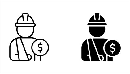 Worker compensation icon set. Supplemental insurance on white background