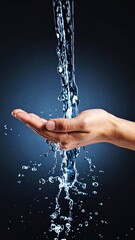 Water pouring into cupped hand