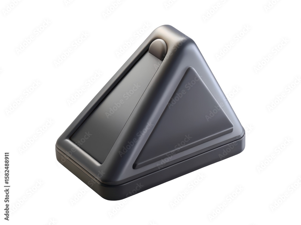 Fototapete sleek 3d rendering of a modern triangular plastic-style icon against a stark white background showca