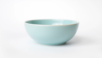 Elegant Ceramic Bowl in Light Blue on a White Background