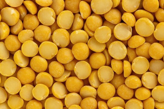Close-up of yellow peas in a detailed macro shot