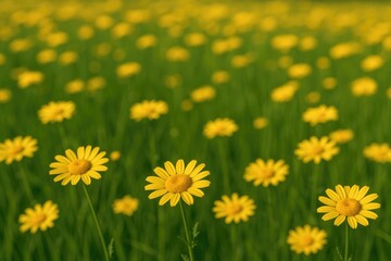Fototapeta premium Sunflower meadow with bright yellow blooms