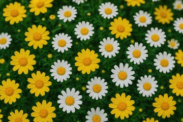 Bright yellow and white blossoms in display