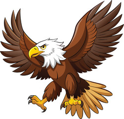A vibrant cartoon bald eagle with a red ribbon symbolizes USA wildlife