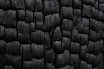 Charcoal wood pattern with burnt wood design and dark coal backdrop