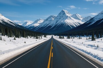 Snowy mountain pass during winter season