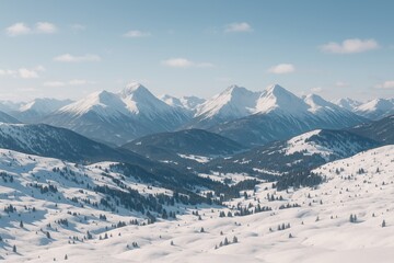 Snowy mountain scenery during winter