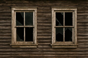 Dilapidated antique house with broken windows left abandoned