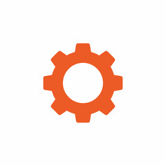 Orange gear icon with a circular center, isolated on a white background.