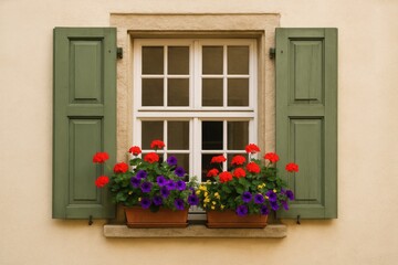 Flower pot display in a window