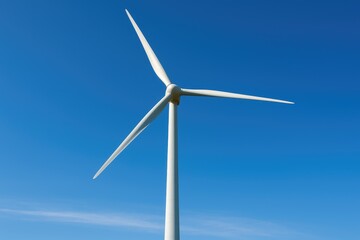 Wind energy generator under clear blue sky