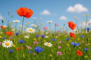 Obraz premium Detailed macro shot of vibrant wildflowers