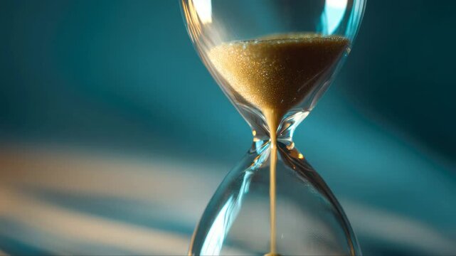 Modern hourglass on color background. Hourglass time concept for business deadline, urgency and outcome of time