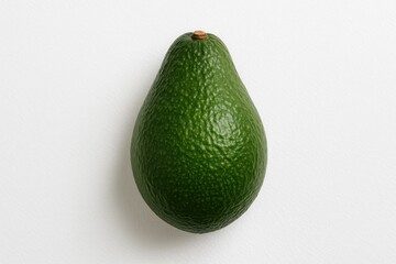 Top-down view of a white paper featuring a single avocado
