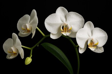 Obraz premium Elegant white orchids set against a dark backdrop