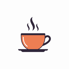 Simple illustration of a hot beverage in a cup and saucer.