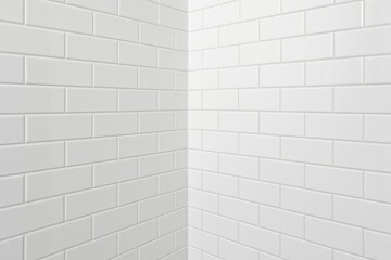 Corner wall with white glazed tiles