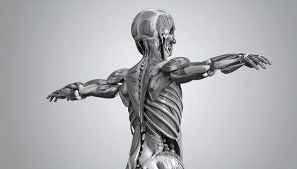 3D anatomical model, back view