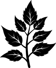 Elegant Black and White Leafy Branch Illustration for Botanical Designs and Creative Projects