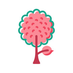 abstract tree with red flowers