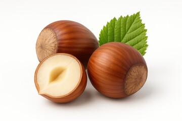 Photo of three nuts on a white background