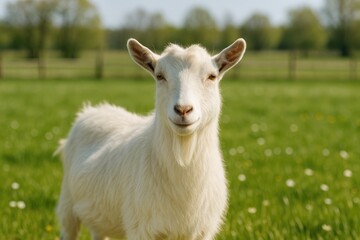 Obraz premium Springtime in a snowy mountain meadow on a rural farm