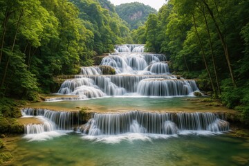 Obraz premium Majestic cascades within a protected natural area