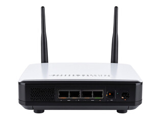  Compact Wireless Router with Dual External Antennas, Transparent Background PNG 