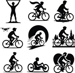 Fototapeta premium Cycles of Gesture – Nine Silhouettes on Roads of Rhythm