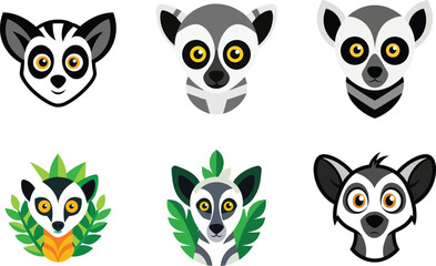 Lemur Head Color Vector Illustration
