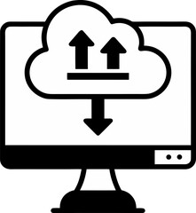 Cloud Computing on Monitor Screen with Upload and Download Arrows Data Transfer and Storage Concept