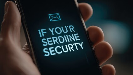 Hand holding phone displaying "If you're Serdine Security" message