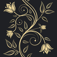 Elegant floral vector illustration featuring ornamental swirls and detailed leaf and flower elements