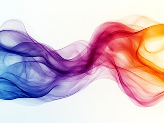 Abstract Colorful Smoke Waves on White Background Artistic Digital Design
