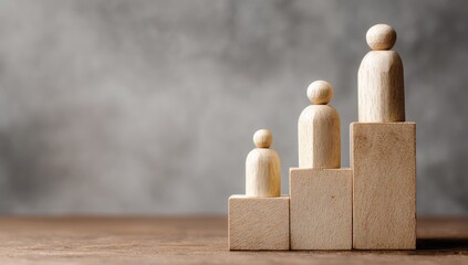 Wooden figures on tiered blocks