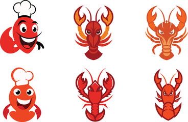 Lobster Head Color Vector Illustration