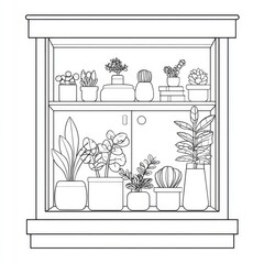Plant cabinet with multiple potted succulents and other houseplants