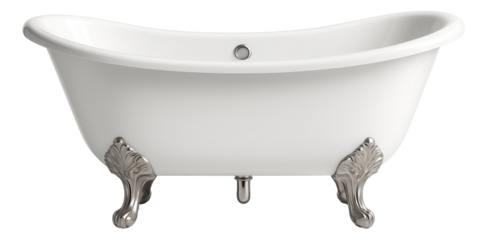 Freestanding acrylic bathtub with clawfoot legs, offering a vintage charm for a country house.