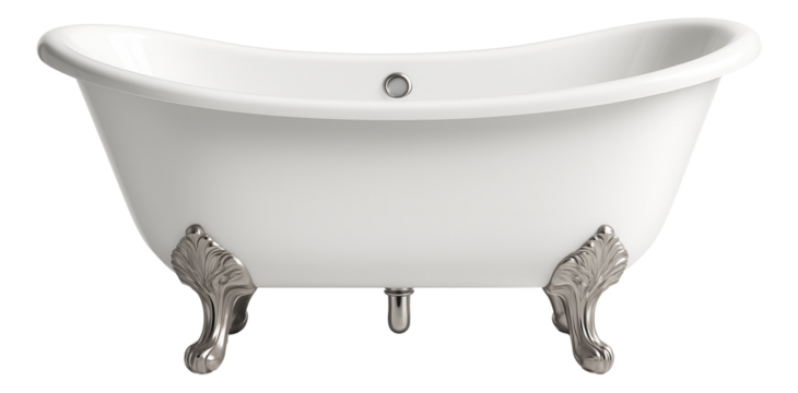 Freestanding acrylic bathtub with clawfoot legs, offering a vintage charm for a country house.