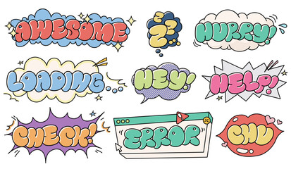 Speech Bubble English Word Typography Illustration Collection © doodlenut