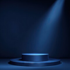 Dark blue podium, spotlight