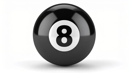 A sleek black 8-ball rests against a neutral background, its white circle and bold number glowing subtly&mdash;evoking mystery, gameplay tension, and iconic symbolism from the world of billiards.
