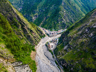 Aerial View Of Rasuwagadhi Flood Devastation In Nepal