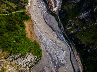Aerial View Of Rasuwagadhi Flood Devastation In Nepal