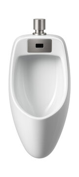An automatic flush urinal with a sensor for a smart home bathroom.