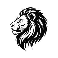 Black and white side-profile lion head illustration with flowing mane—symbolizing strength, dignity, leadership, and natural majesty