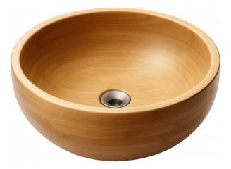 A bamboo vessel sink with a smooth finish, perfect for an eco-friendly home bathroom.