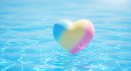 水面に浮かぶハートのオブジェクト